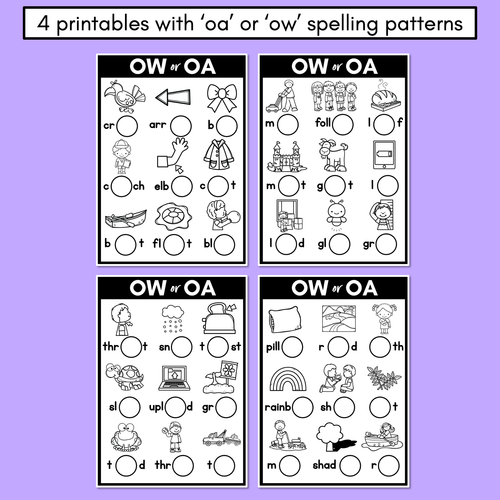 Resource preview 3 for OA or OW - Pick the correct spelling pattern - Long O Printables