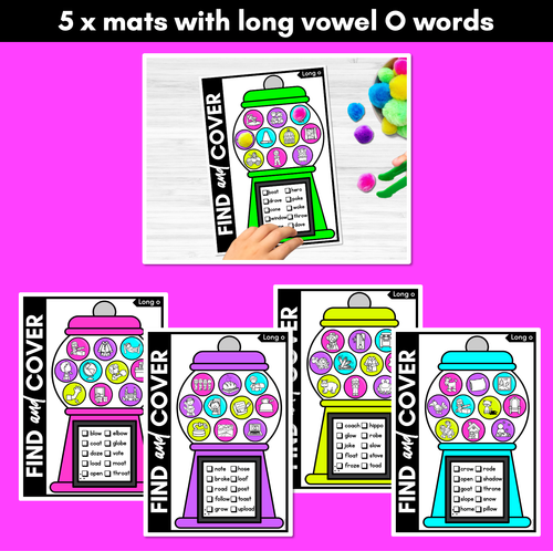 Resource preview 4 for Long Vowel O Words - Find & Cover No Prep Phonics Game for Long Vowel Sounds