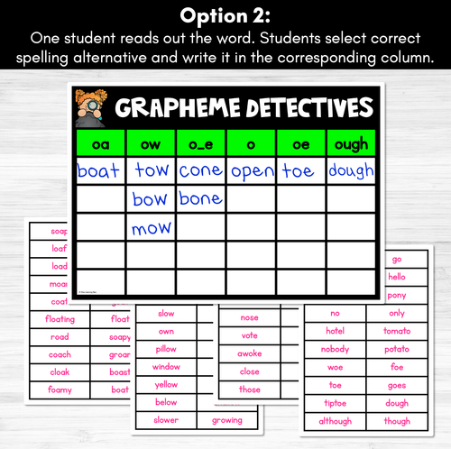 Resource preview 3 for LONG VOWEL O GAME - Grapheme Detectives