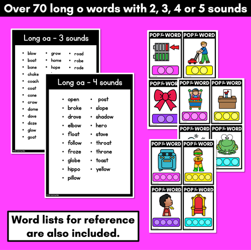 Resource preview 4 for LONG VOWEL O POPPIT TASK CARDS - Phonemic Awareness + Word Mapping