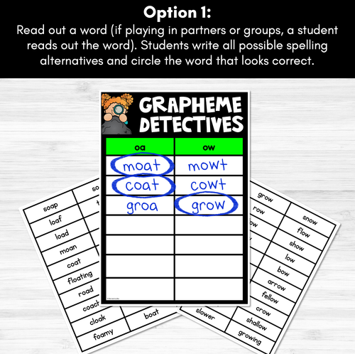 Resource preview 2 for LONG VOWEL O GAME - Grapheme Detectives