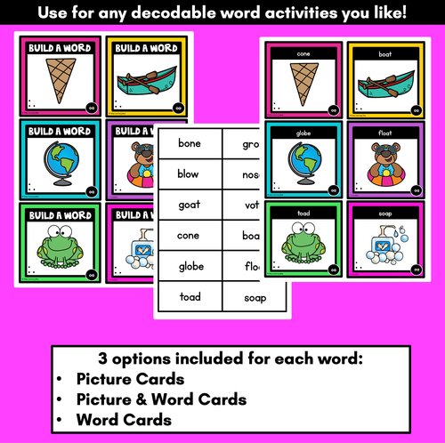 Resource preview 2 for Long Vowel O Sound Word Building Cards