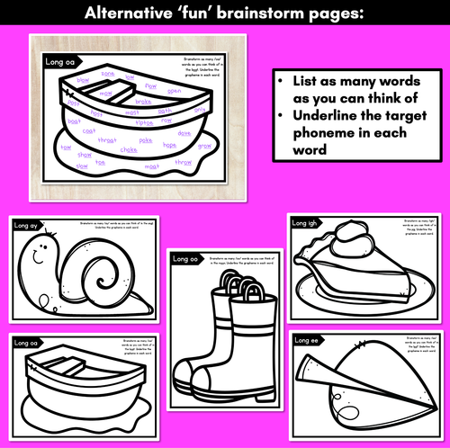 Resource preview 4 for Long Vowel Sound Brainstorm Templates & Assessments