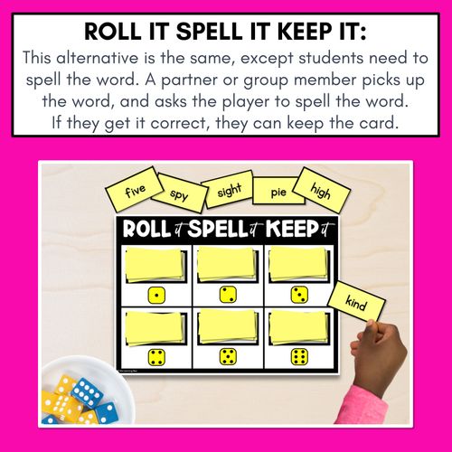 Resource preview 4 for LONG VOWEL PHONEME I PHONICS GAME - Roll It, Read It or Spell It, Keep It