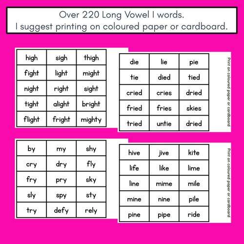 Resource preview 2 for LONG VOWEL PHONEME I PHONICS GAME - Roll It, Read It or Spell It, Keep It