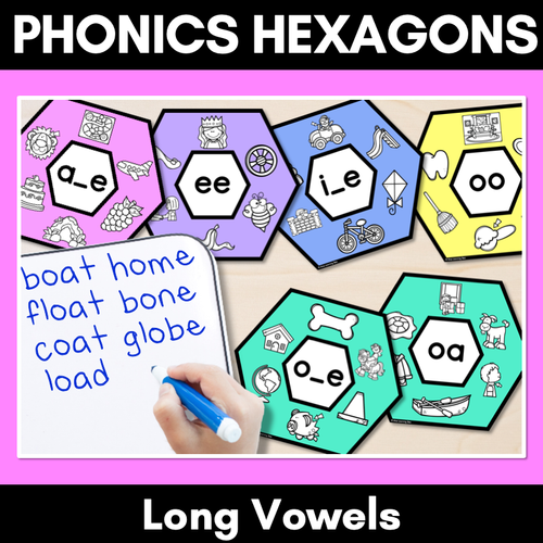 Resource preview 1 for Long Vowel Sounds Phonics Activity - Phonics Hexagons