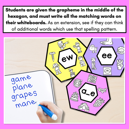 Resource preview 2 for Long Vowel Sounds Phonics Activity - Phonics Hexagons