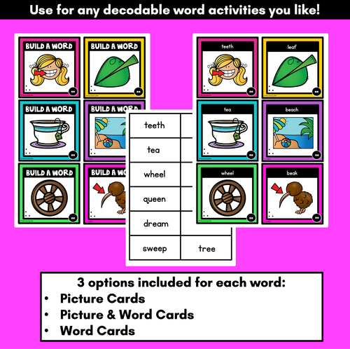 Resource preview 2 for Long Vowel E Sound Word Building Cards