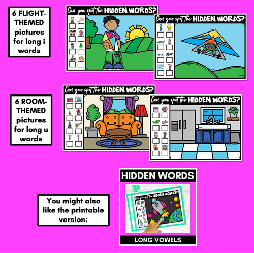 Resource preview 3 for LONG VOWEL HIDDEN WORDS SLIDES - Digital Phonics Game