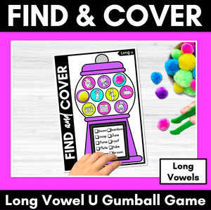 Long Vowel U Words - Find & Cover No Prep Phonics Game for Long Vowel Sounds