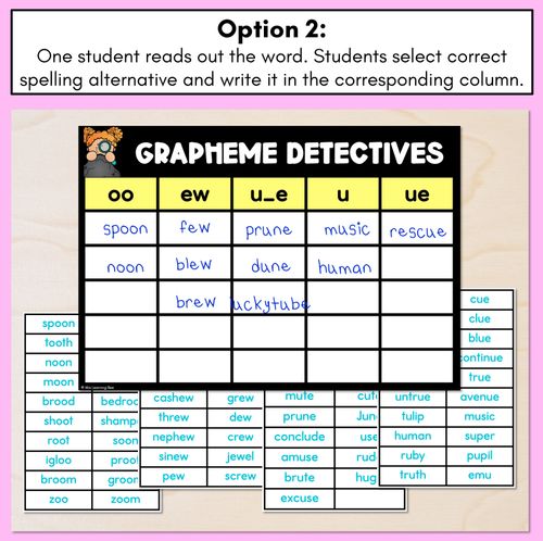 Resource preview 3 for LONG VOWEL U GAME - Grapheme Detectives