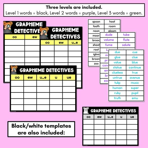 Resource preview 4 for LONG VOWEL U GAME - Grapheme Detectives