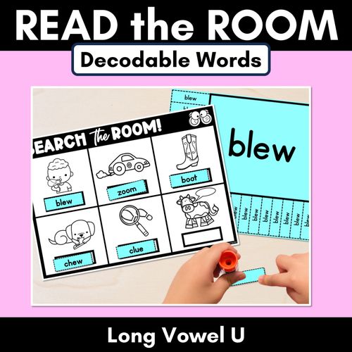 Resource preview 1 for READ THE ROOM - Decodable Words Phonics Activity - Long Vowel U Words