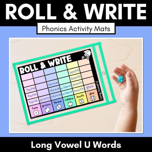 Resource preview 1 for ROLL & WRITE PHONICS ACTIVITY MATS - LONG VOWEL U words