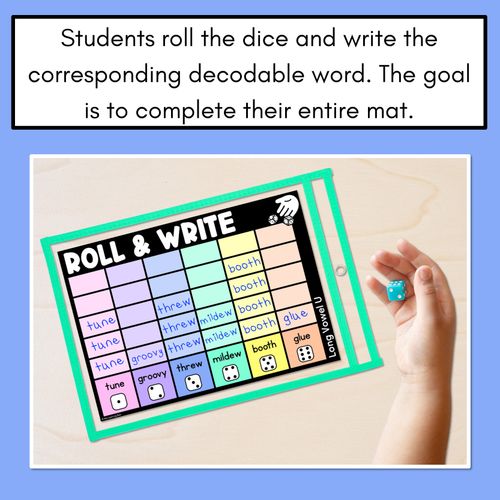 Resource preview 4 for ROLL & WRITE PHONICS ACTIVITY MATS - LONG VOWEL U words