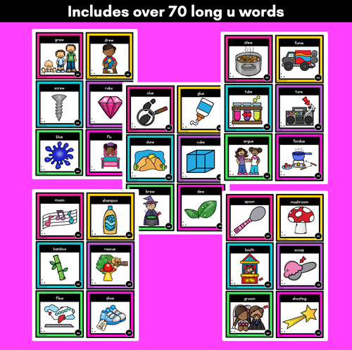 Resource preview 4 for Long Vowel U Sound Word Building Cards