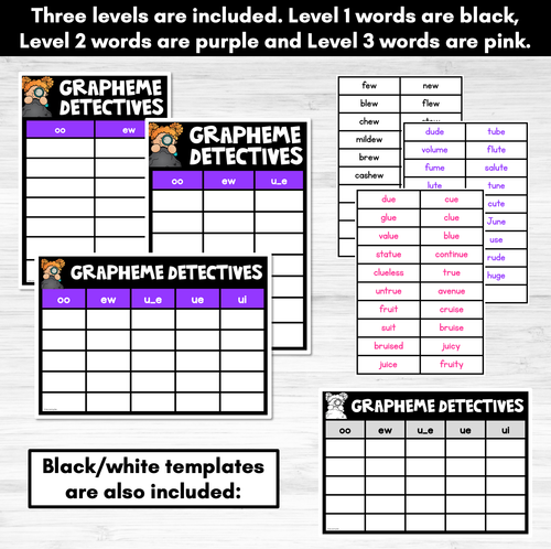 Resource preview 4 for LONG VOWEL U GAME - Grapheme Detectives