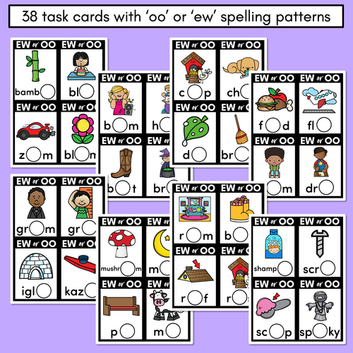 Resource preview 3 for OO or EW - Pick the correct spelling pattern - Long U Task Cards