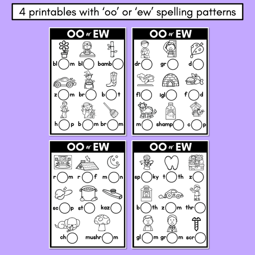 Resource preview 3 for OO or EW - Pick the correct spelling pattern - Long U Printables