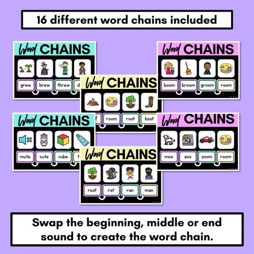 Resource preview 2 for Long Vowel U Word Chains for Beginning, Middle & End Sounds - Decodable PowerPoint