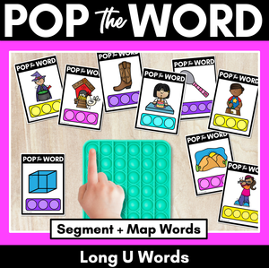 LONG VOWEL U POPPIT TASK CARDS - Phonemic Awareness + Word Mapping