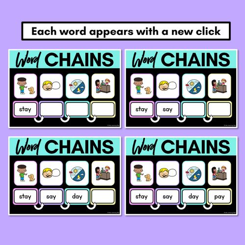 Resource preview 3 for Long Vowel A Word Chains for Beginning, Middle & End Sounds - Decodable PowerPoint