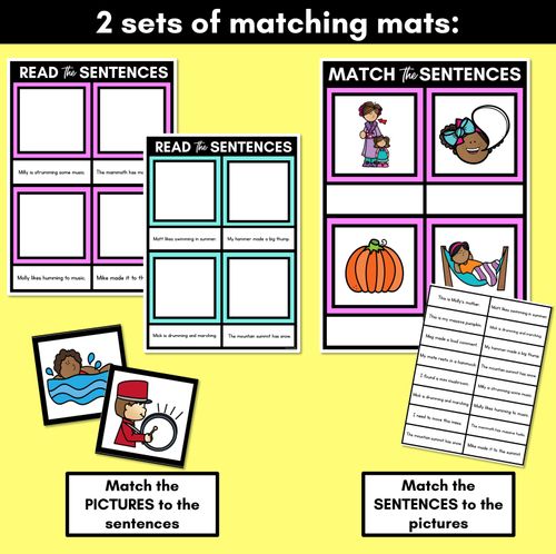 Resource preview 3 for M Phoneme Decodable Sentence Mats - Read & Match