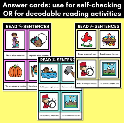 Resource preview 4 for M Phoneme Decodable Sentence Mats - Read & Match