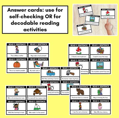Resource preview 4 for M Phoneme Decodable Sentences - Read, Match & Write