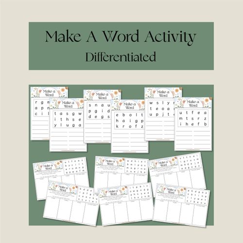 Resource preview 1 for Make A Word Activity Cards- Differentiated