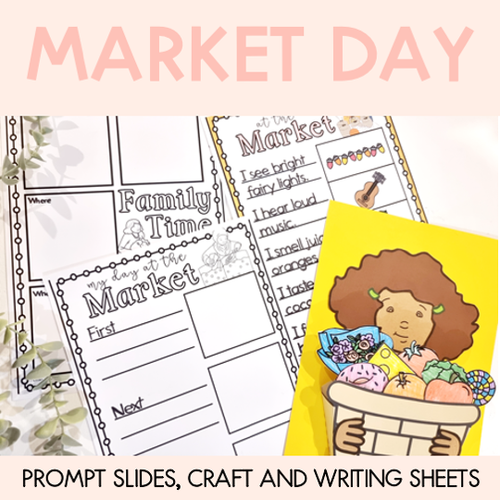 Resource preview 1 for Market Day Writing and Math Slides, Craft and Writing Sheets - Book Week 2023