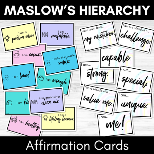 Resource preview 1 for Maslow's Hierarchy Affirmation Cards