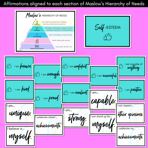 Resource preview 5 for Maslow's Hierarchy Affirmation Cards