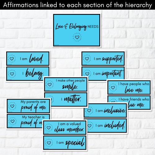 Resource preview 5 for Maslow's Hierarchy Affirmations & Posters