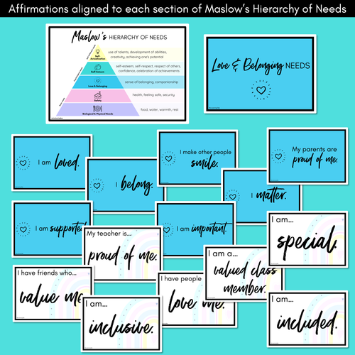 Resource preview 4 for Maslow's Hierarchy Affirmation Cards