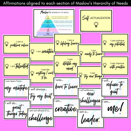 Resource preview 6 for Maslow's Hierarchy Affirmation Slides