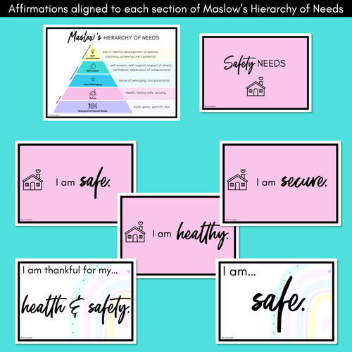 Resource preview 3 for Maslow's Hierarchy Affirmation Cards