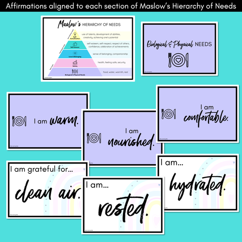 Resource preview 2 for Maslow's Hierarchy Affirmation Cards