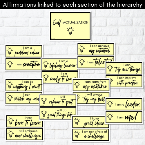 Resource preview 2 for Maslow's Hierarchy Affirmations & Posters