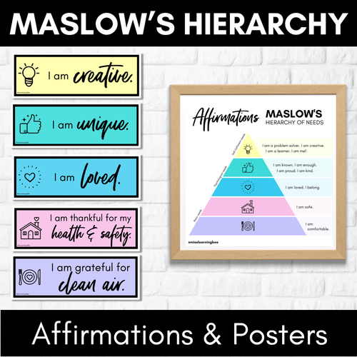 Resource preview 1 for Maslow's Hierarchy Affirmations & Posters