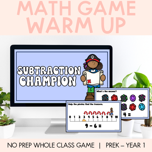 Resource preview 1 for Math Warm Up Game - Subtraction Champion