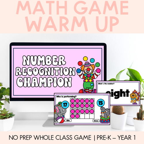 Resource preview 1 for Math Warm Up Game - Number Recognition Champion