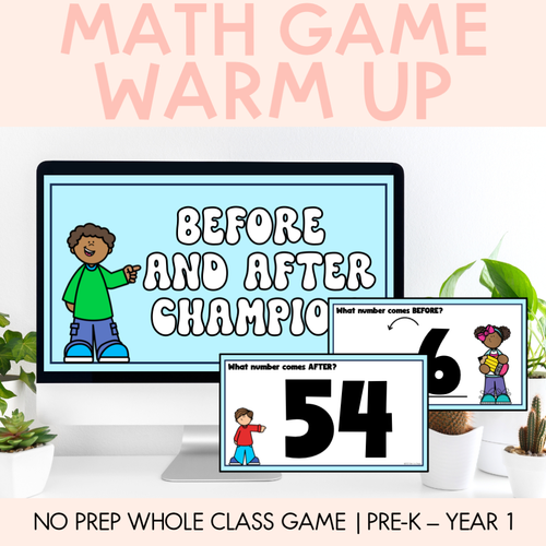 Resource preview 1 for Math Warm Up Game - Number Before And After Champion