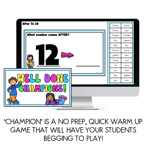 Resource preview 2 for Math Warm Up Game - Number Before And After Champion