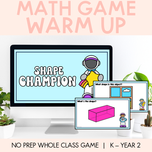 Resource preview 1 for Math Warm Up Game - 2D Shapes and 3D Objects Champion