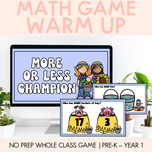 Resource preview 1 for Math Warm Up Game - More Or Less Champion 