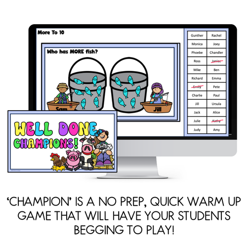 Resource preview 2 for Math Warm Up Game - More Or Less Champion 