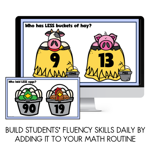 Resource preview 3 for Math Warm Up Game - More Or Less Champion 