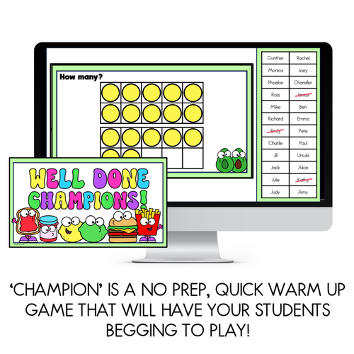 Resource preview 2 for Math Warm Up Game - Counting Collections To 20 Champion