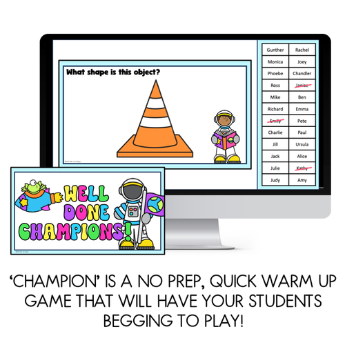 Resource preview 2 for Math Warm Up Game - 2D Shapes and 3D Objects Champion